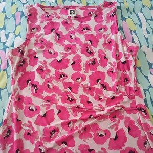Women's Anne Klein Floral Pink Sleeveless Top  (0X)